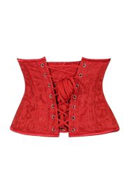 Lavish Red Brocade Mini Cincher Underbust Corset Waist Cincher Busk Closure (size: medium)