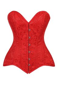 Lavish Red Brocade Overbust Corset W/Busk Closure (size: 3X)