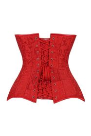 Lavish Red Brocade Overbust Corset W/Busk Closure (size: 5X)