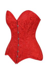 Lavish Red Brocade Overbust Corset W/Busk Closure (size: 4X)