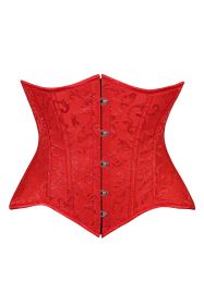 Lavish Red Brocade Waist Cincher Under Bust Corset w/Front Busk Closure (size: XSmall)
