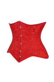 Lavish Red Brocade Waist Cincher Under Bust Corset w/Front Busk Closure (size: small)