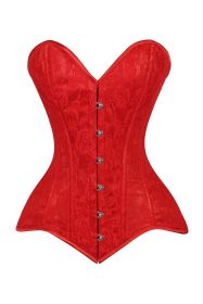 Lavish Red Lace Overbust Corset Sweetheart Neckline Busk Closure (size: small)