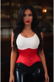 Lavish Red Satin Mini Cincher Underbust Corset Waist Cincher Busk Closure (size: XSmall)
