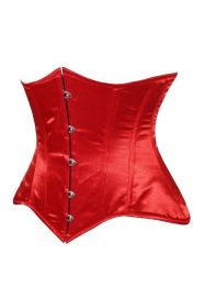 Lavish Red Satin Underbust Corset Waist Cincher Busk Closure (size: small)