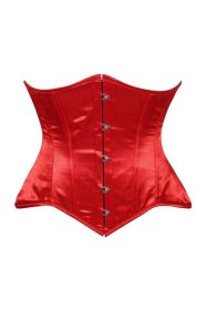 Lavish Red Satin Underbust Corset Waist Cincher Busk Closure (size: XSmall)