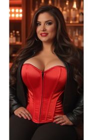Lavish Red Sweetheart Front Zipper Corset (size: medium)