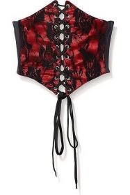 Lavish Red w/Black Lace Overlay Corset Belt Cincher (size: medium)