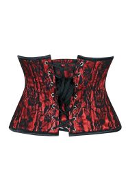 Lavish Red/Black Lace Mini Cincher Underbust Corset Waist Cincher Busk Closure (size: XLarge)