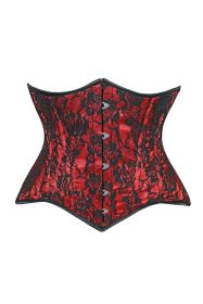 Lavish Red/Black Lace Underbust Corset Waist Cincher Busk Closure (size: small)