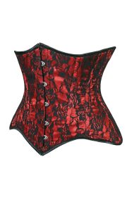 Lavish Red/Black Lace Underbust Corset Waist Cincher Busk Closure (size: medium)