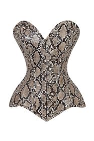 Lavish Snake Skin Print Overbust Corset Sweetheart Neckline Busk Closure (size: XSmall)