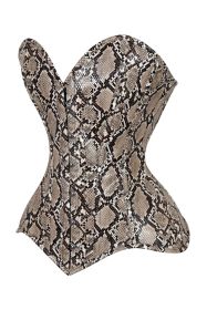 Lavish Snake Skin Print Overbust Corset Sweetheart Neckline Busk Closure (size: small)