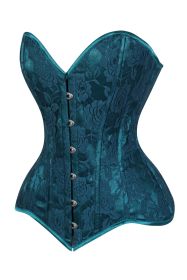 Lavish Teal Lace Overbust Corset Sweetheart Neckline Busk Closure (size: medium)