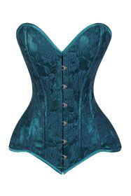 Lavish Teal Lace Overbust Corset Sweetheart Neckline Busk Closure (size: small)