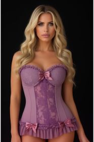Lavish Vintage Lavender Lycra & Lace Hook & Eye Stretch Bustier Corset (size: XSmall)