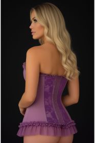 Lavish Vintage Lavender Lycra & Lace Hook & Eye Stretch Bustier Corset (size: small)