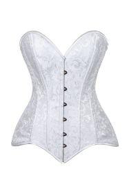 Lavish White Brocade Overbust Corset W/Busk Closure (size: 6X)