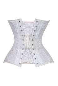 Lavish White Lace Overbust Corset Sweetheart Neckline Busk Closure (size: XLarge)