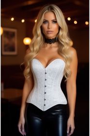Lavish White Lace Overbust Corset Sweetheart Neckline Busk Closure (size: XSmall)