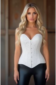 Lavish White Lace Overbust Corset Sweetheart Neckline Busk Closure (size: small)