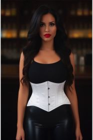 Lavish White Satin Mini Cincher Underbust Corset Waist Cincher Busk Closure (size: XSmall)