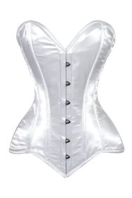 Lavish White Satin Overbust Corset Sweetheart Neckline Busk Closure (size: large)