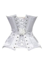 Lavish White Satin Overbust Corset Sweetheart Neckline Busk Closure (size: 2X)