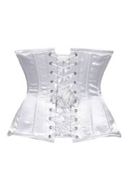 Lavish White Satin Underbust Corset Waist Cincher Busk Closure (size: medium)