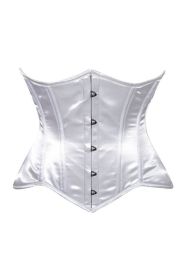 Lavish White Satin Underbust Corset Waist Cincher Busk Closure (size: XSmall)
