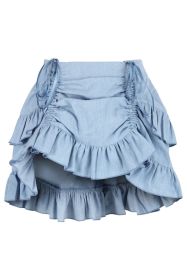 Light Blue Denim Ruched Bustle Skirt (size: Curvy)