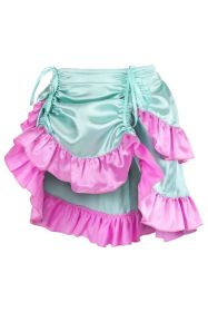 Mint/Pink Satin Ruched Bustle Skirt (size: Curvy)