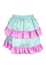 Mint/Pink Satin Ruched Bustle Skirt (size: Queen)
