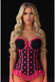 Lavish Black & Pink Hearts Lycra Hook & Eye Back Closure Bustier (size: XSmall)