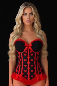 Lavish Black & Red Hearts Lycra Hook & Eye Back Closure Bustier (size: XSmall)