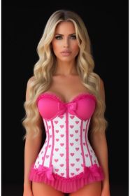 Lavish White & Pink Hearts Lycra Hook & Eye Back Closure Bustier (size: XSmall)