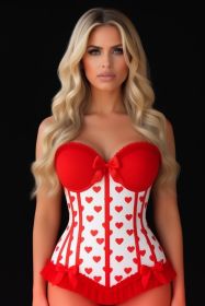 Lavish White & Red Hearts Lycra Hook & Eye Back Closure Bustier (size: XSmall)