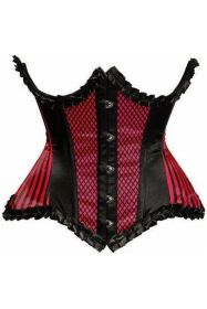 Top Drawer Red Burlesque Underwire Curvy Cut Waist Cincher Corset (size: small)