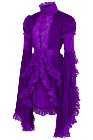 Purple Velvet & Lace Ruffled Jacket (size: small)