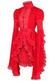 Red Velvet & Lace Ruffled Jacket (size: small)