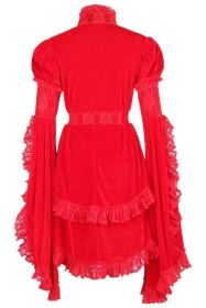 Red Velvet & Lace Ruffled Jacket (size: medium)