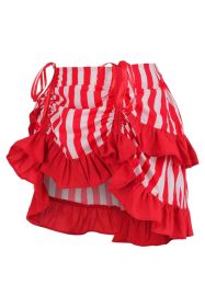 Red/White Striped Ruched Bustle Skirt (size: Curvy)