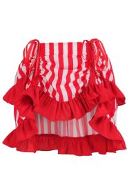 Red/White Striped Ruched Bustle Skirt (size: Regular)