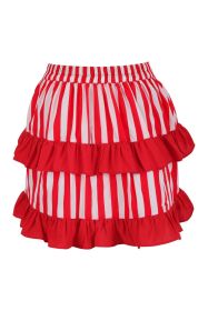 Red/White Striped Ruched Bustle Skirt (size: Queen)