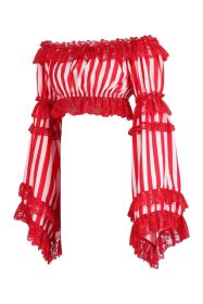 Red/White Striped Smocked Flare Sleeve Peasant Top (size: Queen)