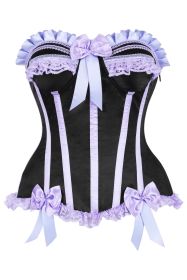 Top Drawer 2 PC Purple/Black Burlesque Steel Boned Corset & Bloomer Set (size: small)