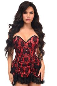 Top Drawer 2 PC Red Lace Steel Boned Corset & Skirt Set (size: large)