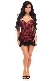 Top Drawer 2 PC Red Lace Steel Boned Corset & Skirt Set (size: small)