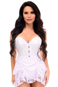 Top Drawer 2 PC White Lace Steel Boned Overbust Corset & Skirt Set (size: 3X)
