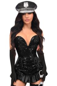 Top Drawer 5 PC Premium Sequin Cop Corset Costume (size: medium)